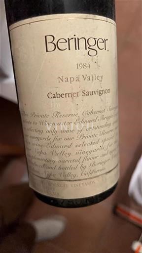 California AVAs Napa Valley Beringer Private Reserve 1984