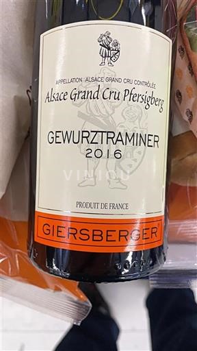 Alsace Määrittelemätön Grand Cru Giersberger Gewurztraminer 2016