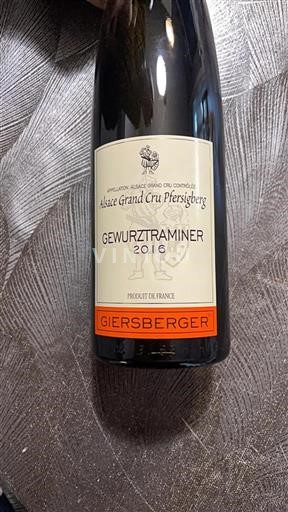 Vin Rouge sec Gewurztraminer Giersberger 2016 France Alsace Grand Cru