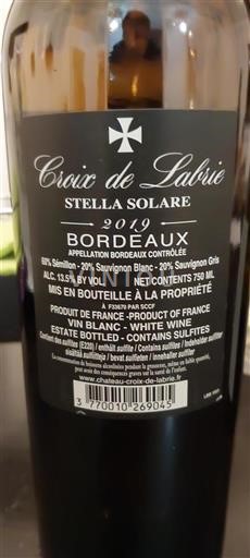 Bordeaux Château Croix De Labrie Stella Solare 2019