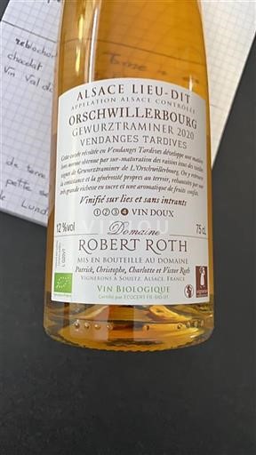 Alsácia Não especificado Domaine Robert Roth Orschwillerbourg Gewurztraminer Vendanges Tardives 2020