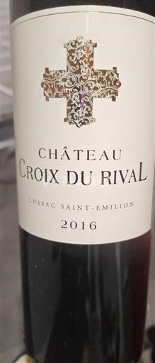 Bordeaux Lussac-saint-émilion Château Croix Du Rival 2016