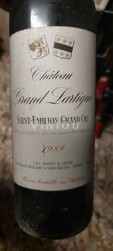 Burdeos Saint-Émilion Gran Cru Grand Cru Château Grand Lartigue 1989
