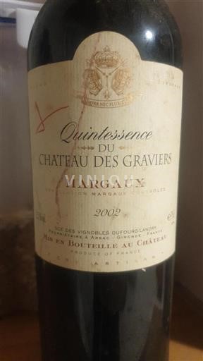 Vin Rouge sec Quintessence Château Des Graviers 2002 France Bordeaux Margaux
