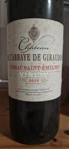 Bordeaux Lussac-saint-émilion Château L'abbaye De Giraudon 2010
