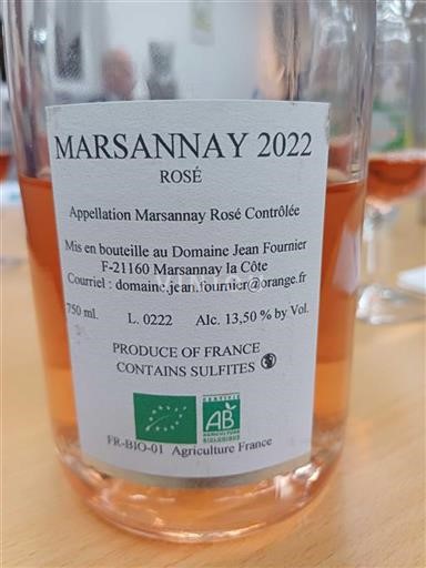 Bourgogne Marsannay Domaine Jean Fournier 2022