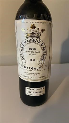 Bordeaux Margaux Grand Cru Château Marquis Alesme 2001