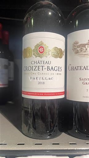 Bordeaux Pauillac Grand Cru Château Croizet Bages 2018