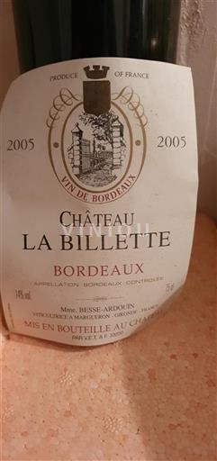 Bordeaux Château La Billette 2005