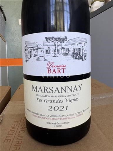 Vin Rouge sec Les Grandes Vignes Domaine Bart 2021 France Bourgogne Marsannay