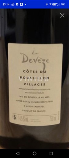 Vin Rouge sec La Devèze Non millésimé France Roussillon Côtes du Roussillon Villages