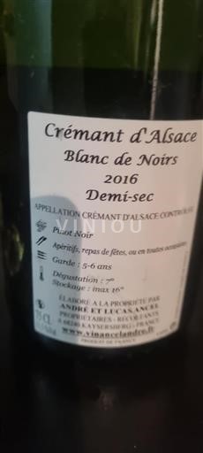 Elsass Crémant d'Alsace André Et Lucas Ancel 2016