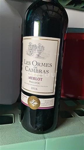 Languedoc-Roussillon Pays d'Oc Les Ormes De Cambra Merlot 2016
