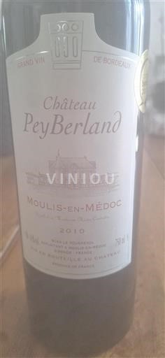 Vin Rouge sec Château Peyberland 2010 France Bordeaux Moulis-en-Médoc AOC