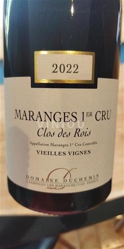Vin Rouge sec Clos des Rois Domaine Duchemin 2022 France Bourgogne Premier Cru