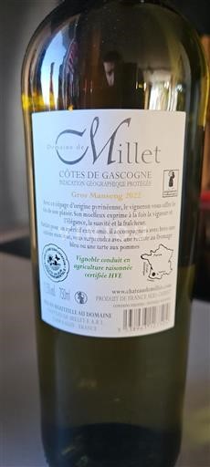 Zuidwest-Frankrijk Côtes de Gascogne Domaine Millet Gros Manseng 2022