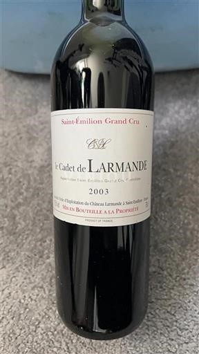 Bordeaux Saint-Émilion Grand Cru Grand Cru Château Larmande Le Cadet de Larmande 2003