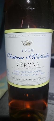 Bordeaux Cérons Château Mathalin 2018