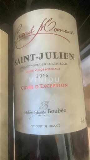 Bordeaux Saint-Julien Grand Cru Maison Johanes Boubée Grand Moment 2016