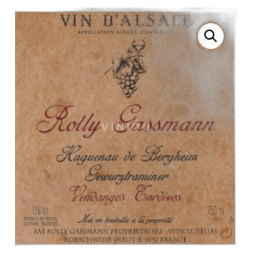 Alsace Gewurztraminer Vendanges Tardives haquenau de bertheim 2018