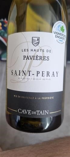 Vin Blanc sec Les Hauts de Pavieres Cave de Tain 2023 France Vallée du Rhône Saint-Péray