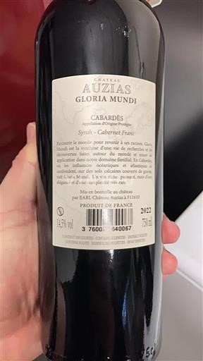 Languedoc Cabardès Château Auzias Gloria Mundi 2022