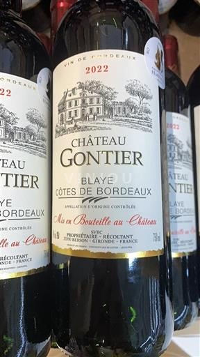 Vin Rouge sec Château Gontier 2022 France Bordeaux Blaye-côtes-de-bordeaux AOC