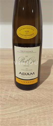 Vin Blanc sec Letzenberg Jean-Baptiste Adam 2020 France Alsace