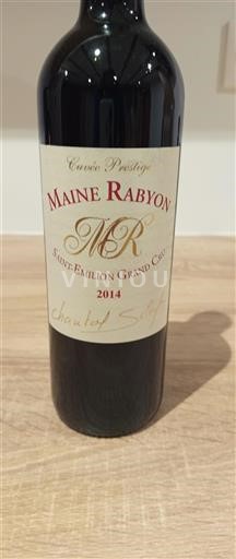 Bordeaux Saint-Émilion Grand Cru Grand Cru Maine Rabyon Prestige 2014