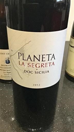 Vin Rouge sec La Segreta Planeta 2012 Italie Sicile