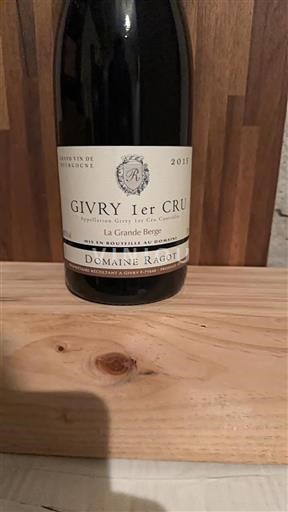 Bourgogne Premier Cru Domaine Ragot La Grande Berge 2015