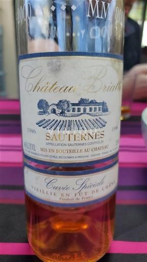 Bordeaux Sauternes Grand Cru Château Briatte Spéciale 1996