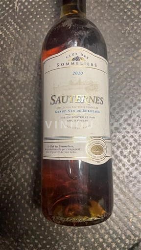 Bordeaux Sauternes Club Des Sommeliers 2010
