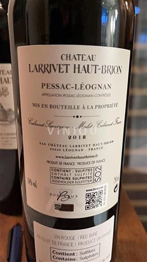 Burdeos Pessac-Léognan Château Larrivet Haut Brion 2018