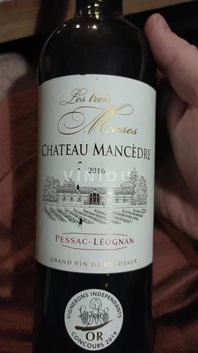 Bordeaux Pessac-Léognan Château Mancèdre Les trois Muses 2016