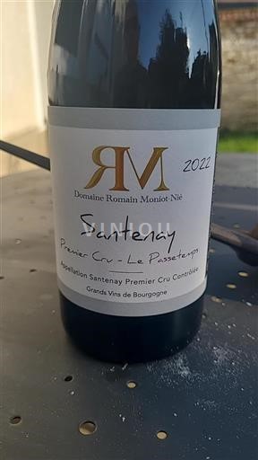 Bourgogne Santenay Premier Cru Domaine Romain Moniot Nié Le Passetemps 2022