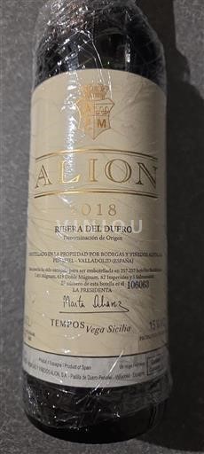 Vin Rouge sec Alion 2018 Espagne Castille et León Ribera del Duero DO