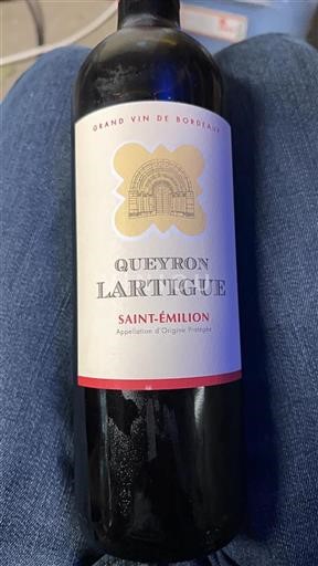 Vin Rouge sec Queyron Lartigue 2016 France Bordeaux Saint-Émilion AOC