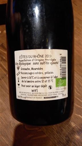 Rhône Valley Côtes du Rhône Clos Du Père Clément 2019