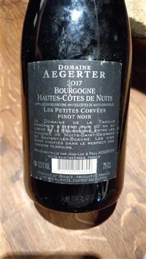 Bourgogne Hautes Côtes de nuits Aegerter Les Petites Corvées 2017
