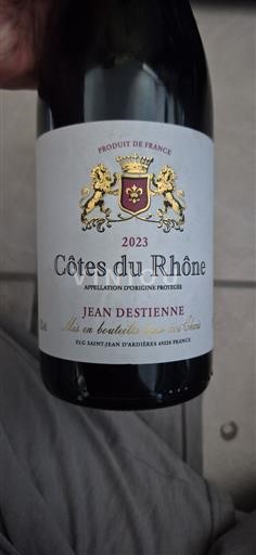 Vin Rouge sec Jean Destienne 2023 France Vallée du Rhône Côtes-du-rhône AOC