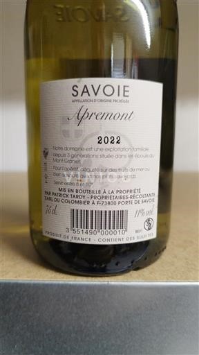 Savoie and Bugey Apremont Patrick Tardy 2022