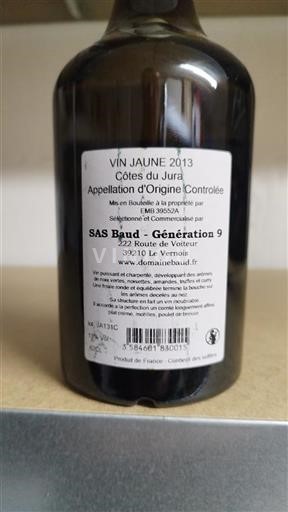 Jura Côtes du Jura Sas Baud Génération 9 Vin Jaune 2013