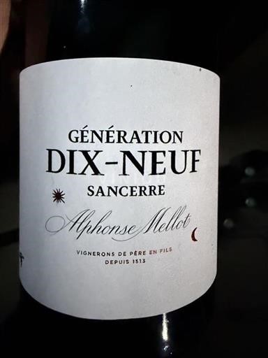 Vallée de la Loire Sancerre Alphonse Mellot Génération Dix-Neuf 2015