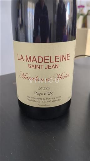 Languedoc-Roussillon Pays d'Oc La Madeleine Saint Jean Marselan et Merlot 2023