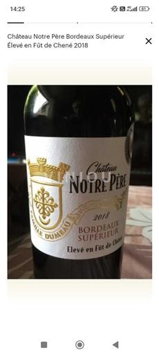 Bordeaux Bordeaux superiore Château Notre Père Élevé en Fût de Chêne 2018