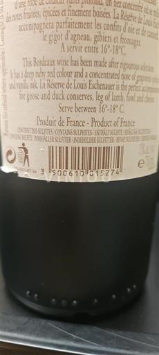 Bordeaux Louis Eschenauer La Réserve 2016