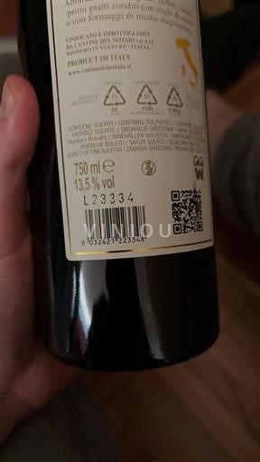 Vin Rouge sec Cantine Del Notaio Non millésimé Italie Basilicate Aglianico del Vulture DOC