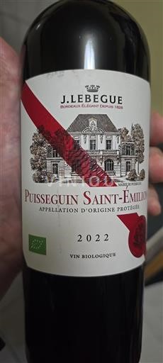 Bordeaux Puisseguin-saint-émilion J. Lebègue 2022