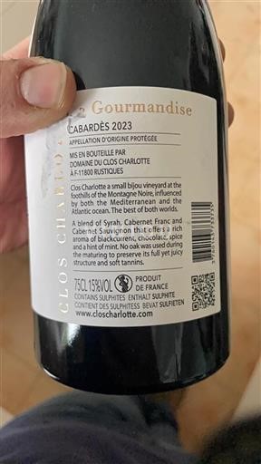 Languedoc Cabardès Clos Charlotte Gourmandise 2023